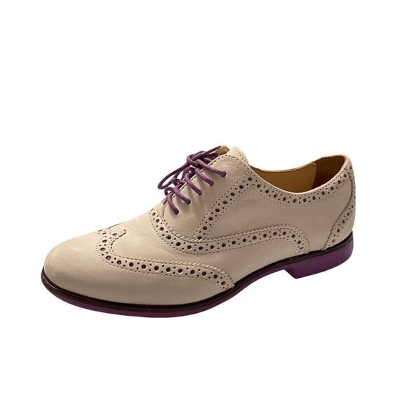 Cole Haan Women's Gray Purple Suede Wingtip Lace Up Alisa Oxford Shoes Size 5.5 - Picture 2 of 12